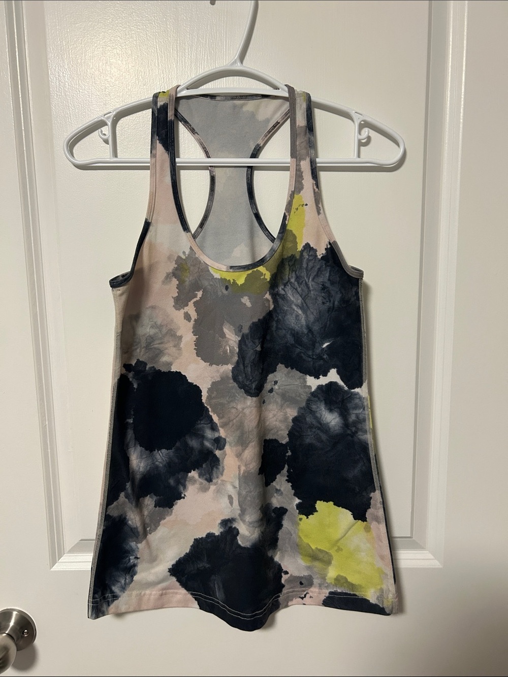 LULULEMON Tie-Dye Racerback Tank Top - Black, Gray & Yellow